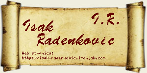 Isak Radenković vizit kartica